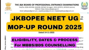 JKBOPEE NEET UG Mop-up Round 2025