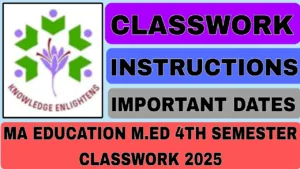 MA Education M.Ed 4th Semester Classwork 2025